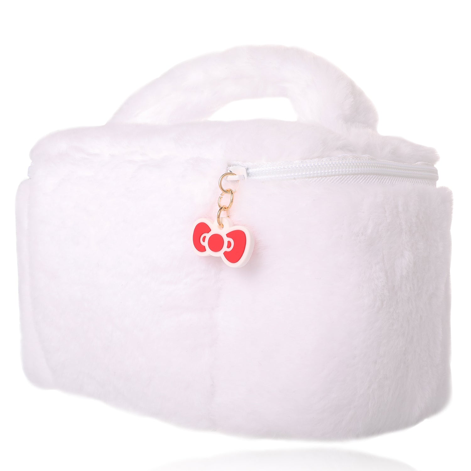 SALLY ROSE Hello Kitty Makeup Bag Official License, Plush Sanrio Cosmetic Bag with Zip and Handle, Fluffy and Cute Makeup Bag