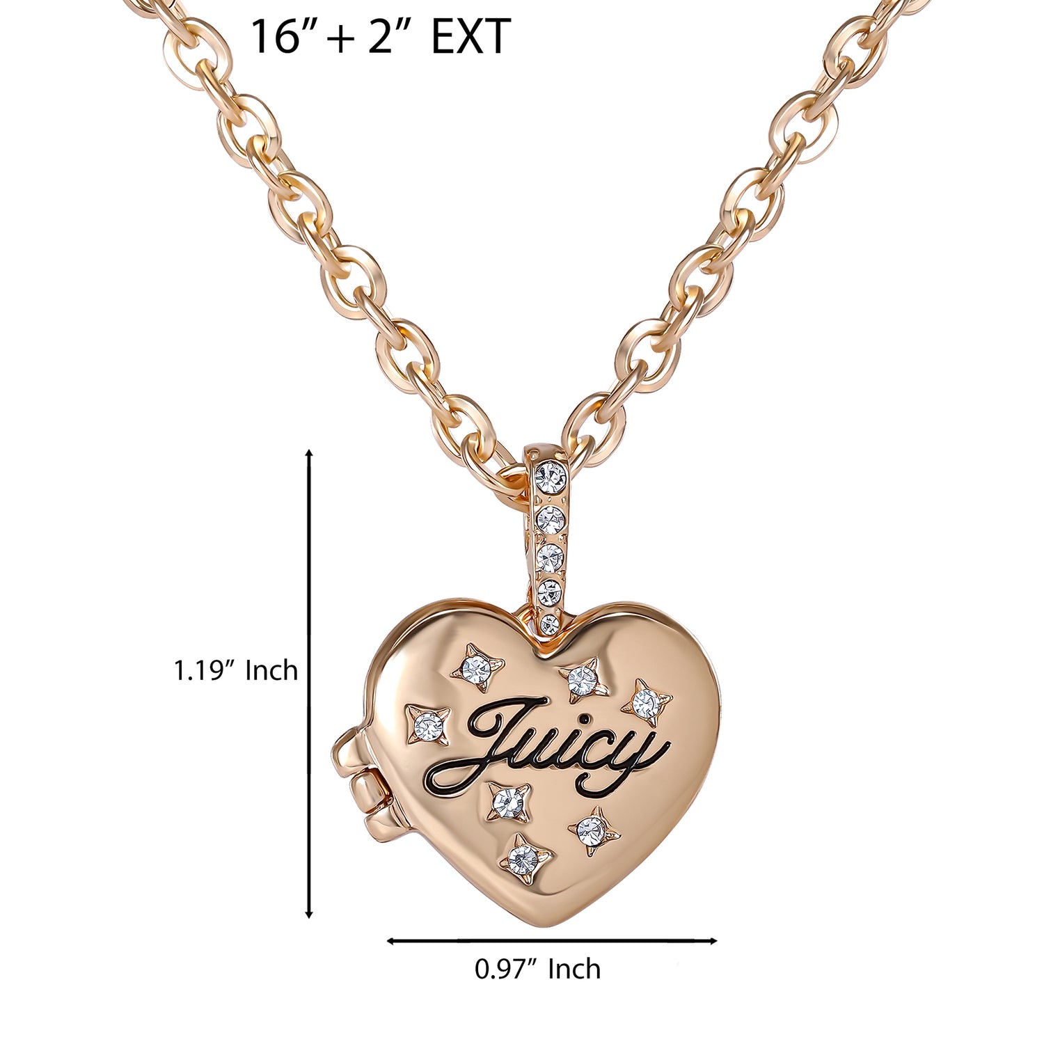 Juicy Couture Gold Tone Heart Locket Necklace for Women 16"