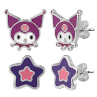 Kuromi Stud Earrings Set for Women, 2 Pairs, Sanrio Studs