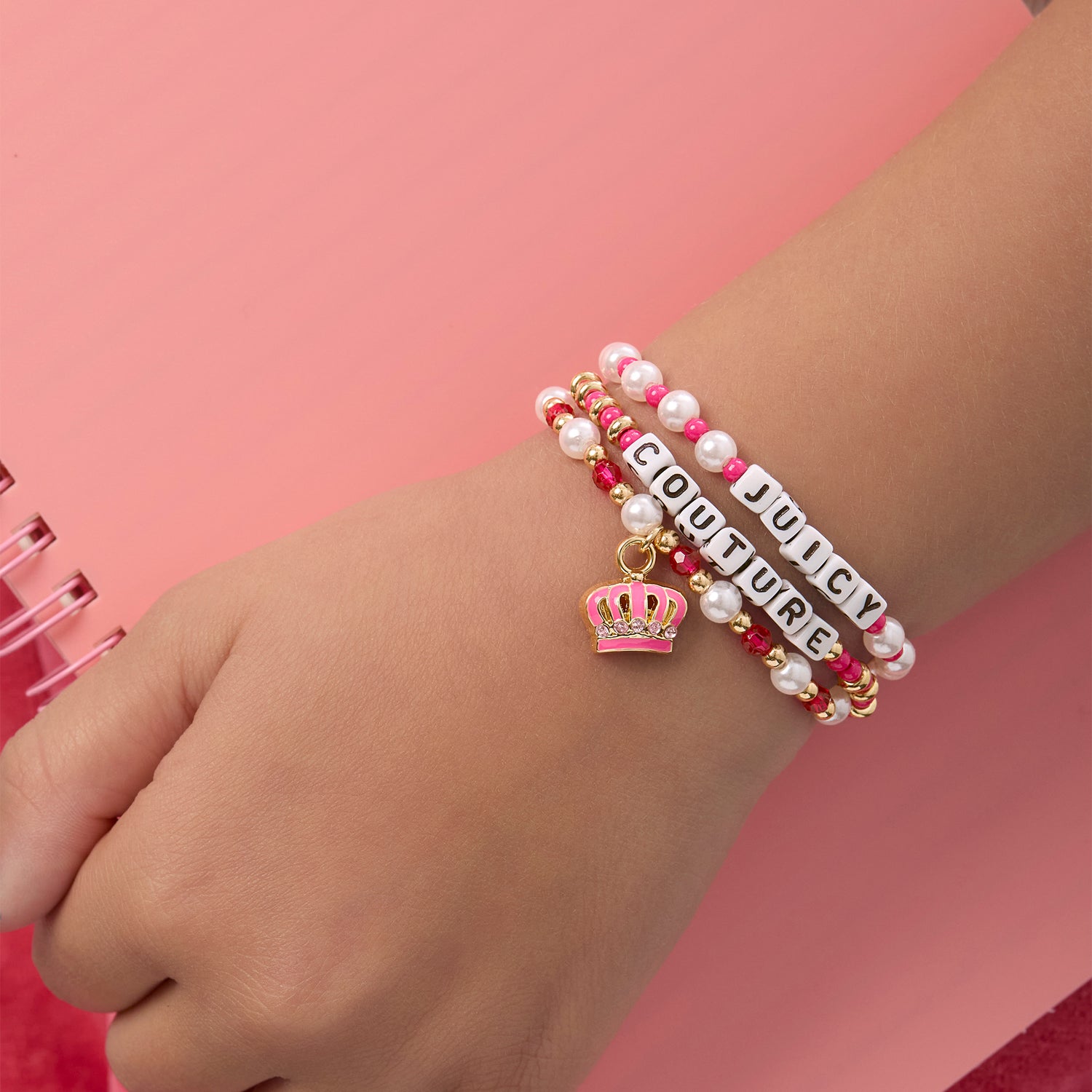 Juicy Couture Kids Crown Charm 3 Piece Beaded Jewelry