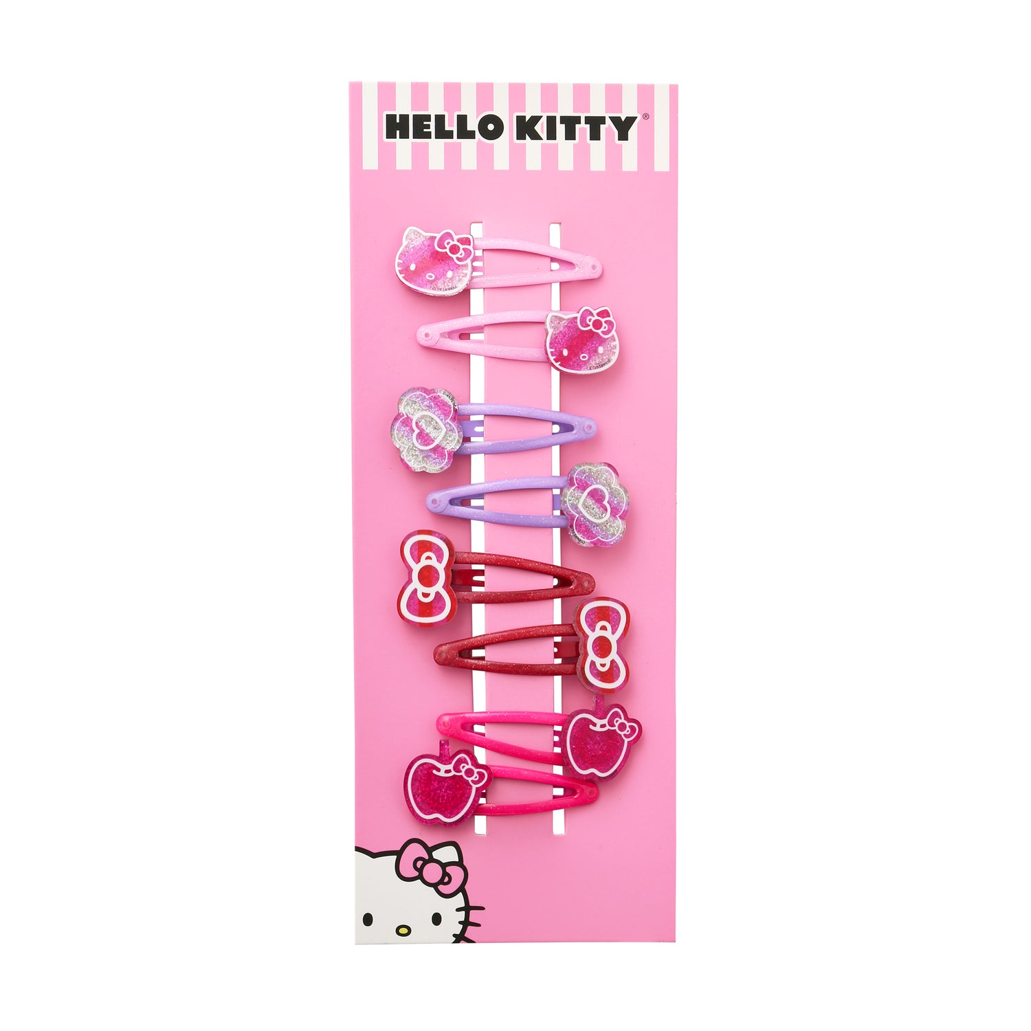 Hello Kitty Hair Clips 8-Piece Set Official License, Snap Back Clips for Hair, Sanrio Gift