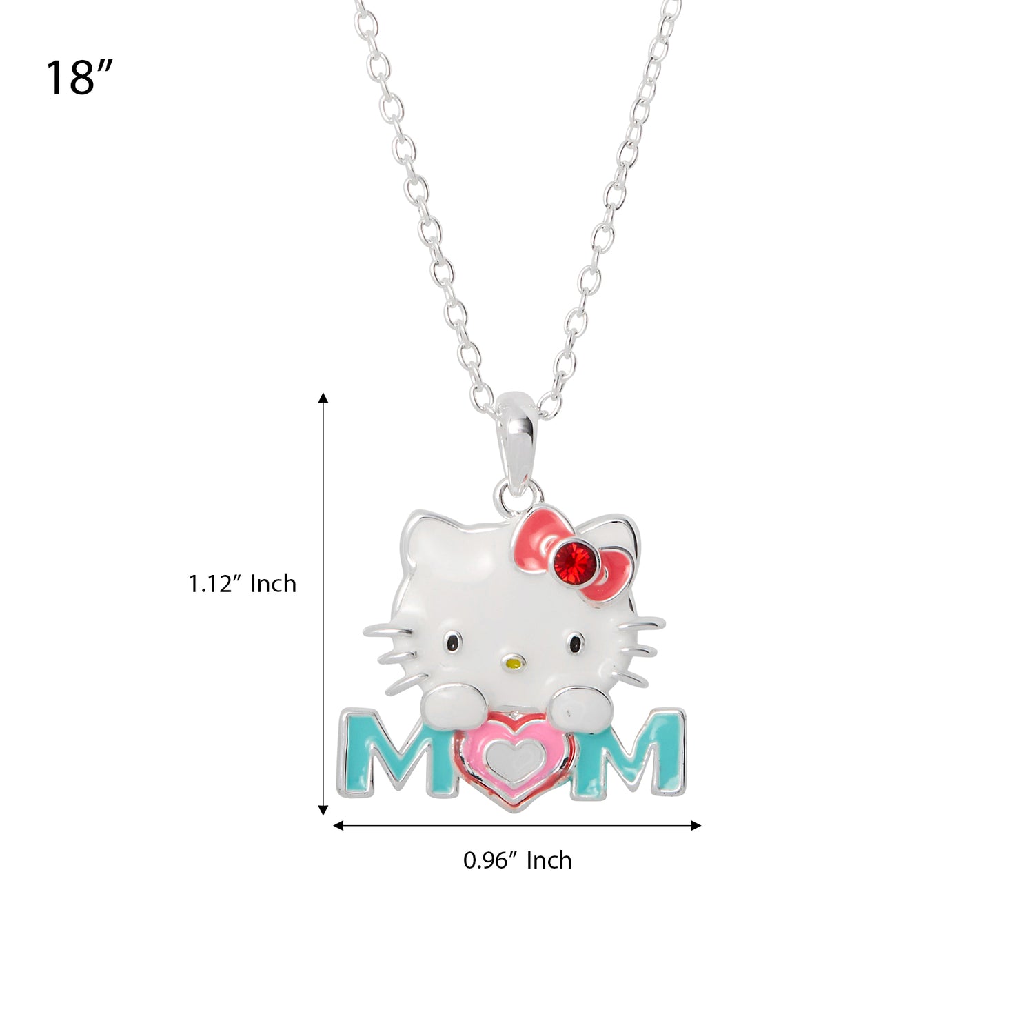 Sanrio Hello Kitty Necklace for Mom 18", Enamel-Plated Mom Pendant