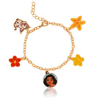 Moana Bracelet for Women with 5 Charms 6.5" Official License, Fashion Moana Charm Bracelet, Disney Jewelry for Women