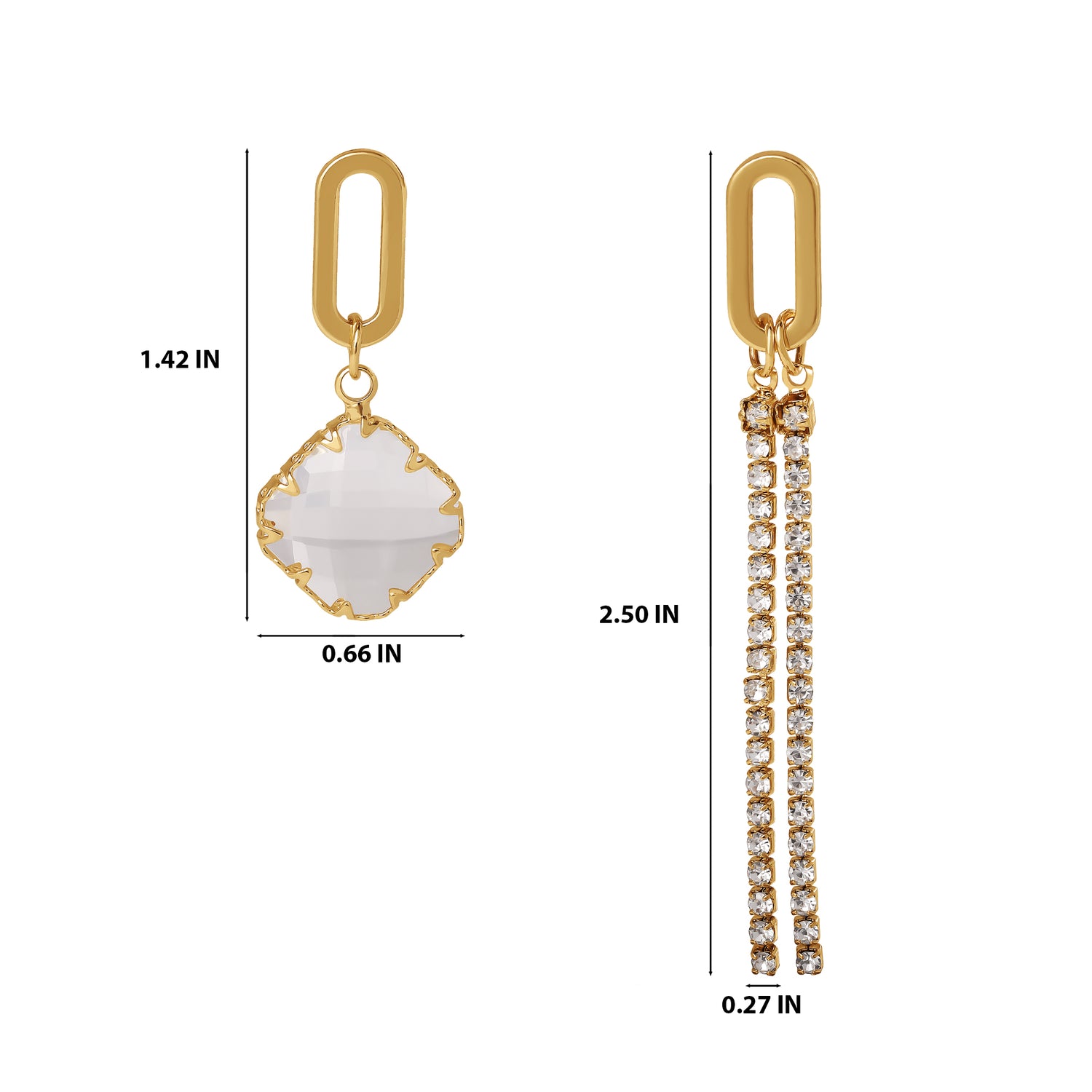 BCBGeneration Mismatched Charm & Chain Earrings, Gold‑Tone with Clear Crystals