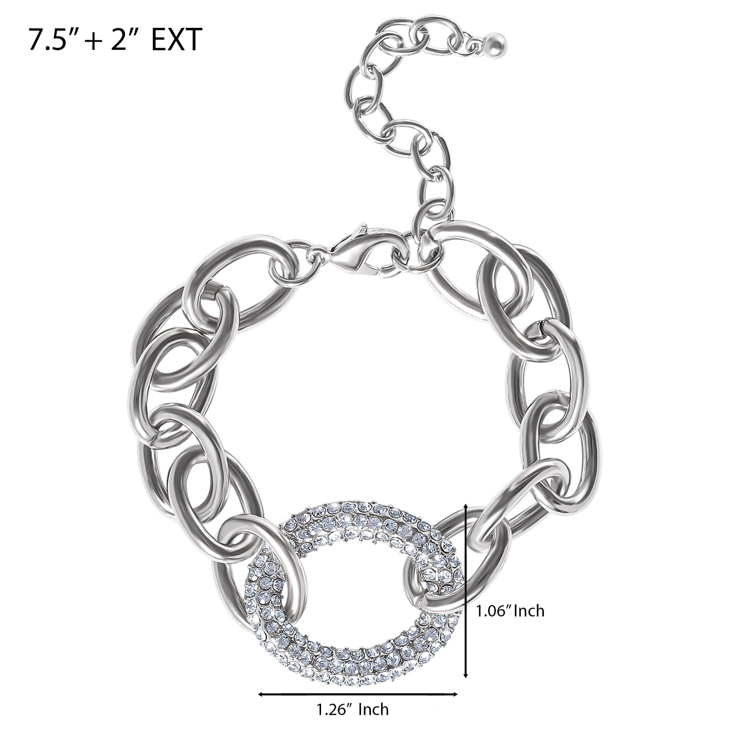 Jessica Simpson Silver-Tone Pavé Oval Link Bracelet