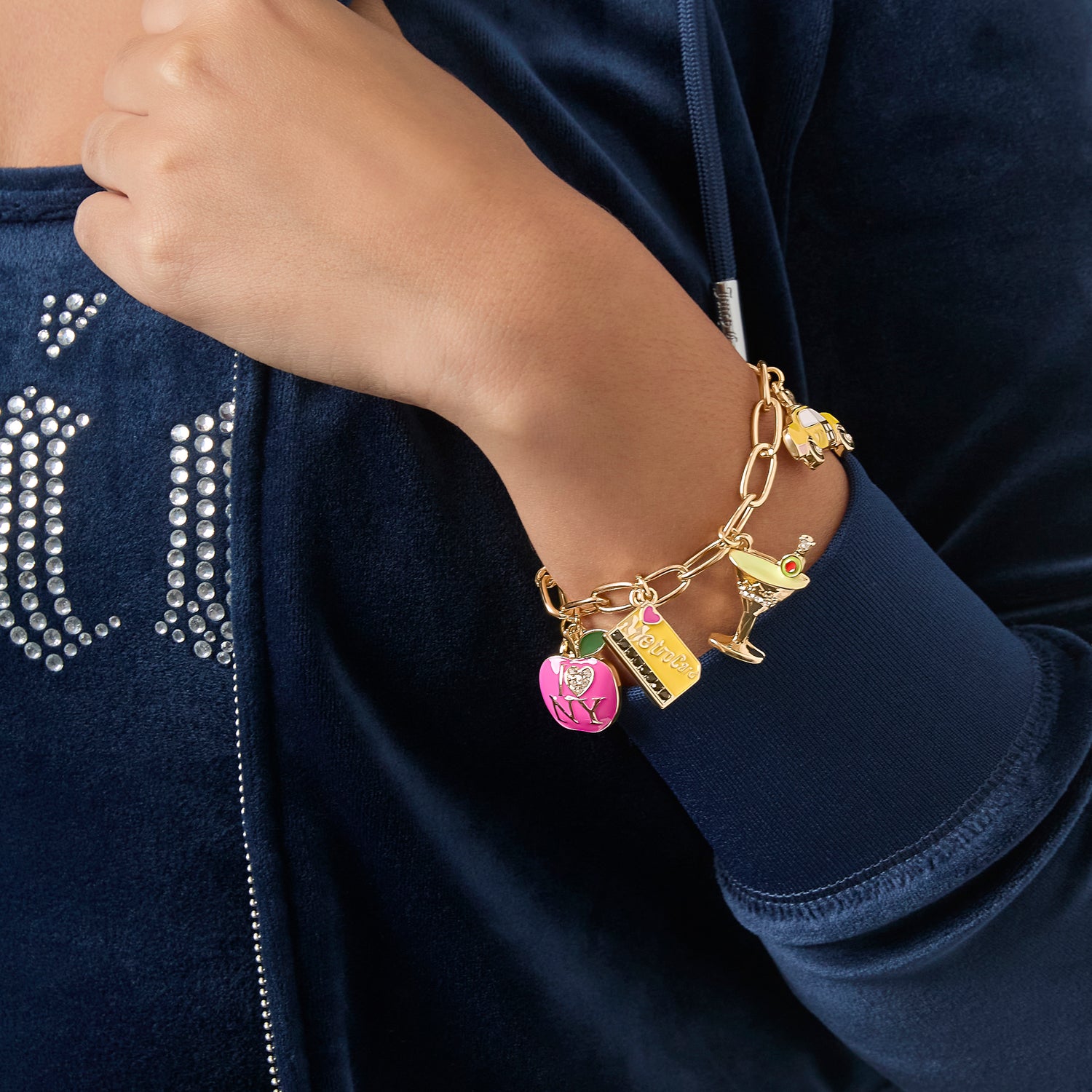 Juicy Couture City Icons Charm Bracelet, Gold‑Tone Enamel Charms