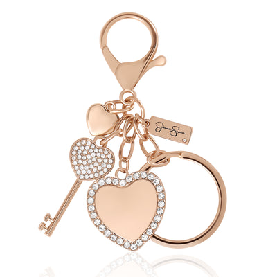 Jessica Simpson IMITATION GOLD PLT PAVE CRYSTAL HEART LOCK KEYCHAIN