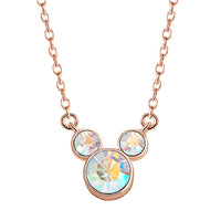 Disney Mickey Mouse Aurora Boreal Crystal Necklace 18"+2", Flash-Plated Official License