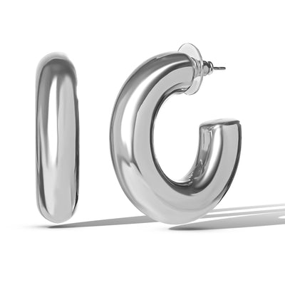 Jessica Simpson Mini Chunky Silver Hoop Earrings