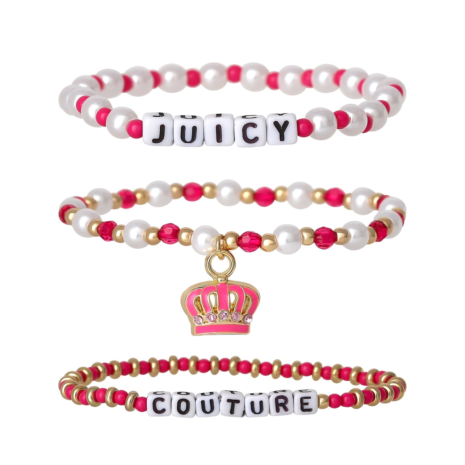 Juicy Couture Kids Crown Charm 3 Piece Beaded Jewelry