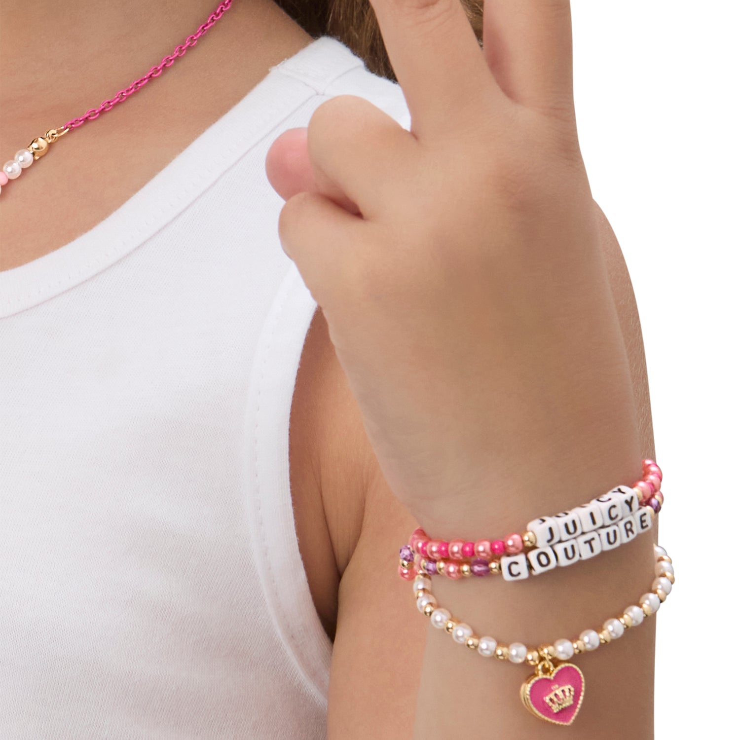 Juicy Couture Kids Choose Juicy Heart Charm 3 Piece Beaded Jewelry