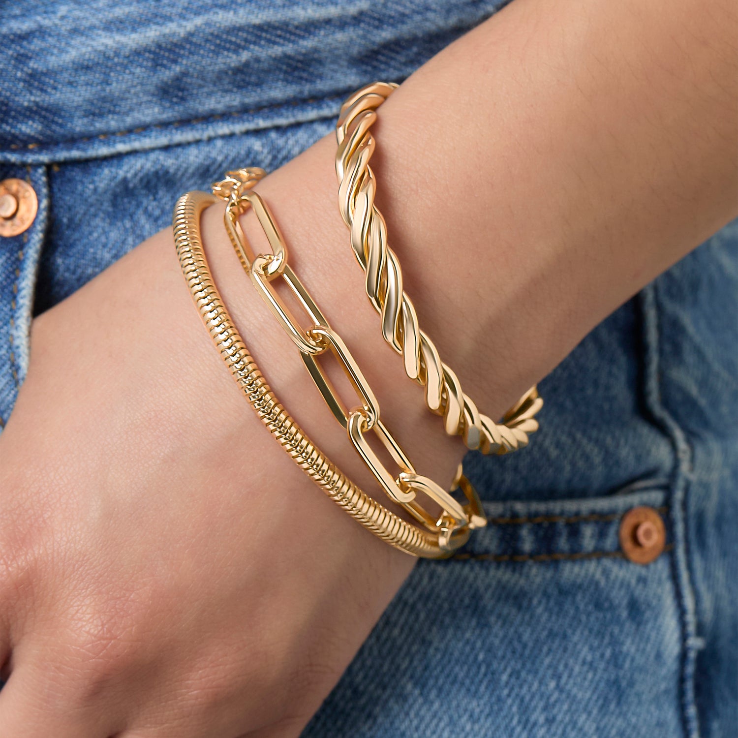 Jessica Simpson Gold-Tone Chain Bracelet Set 3 Pieces