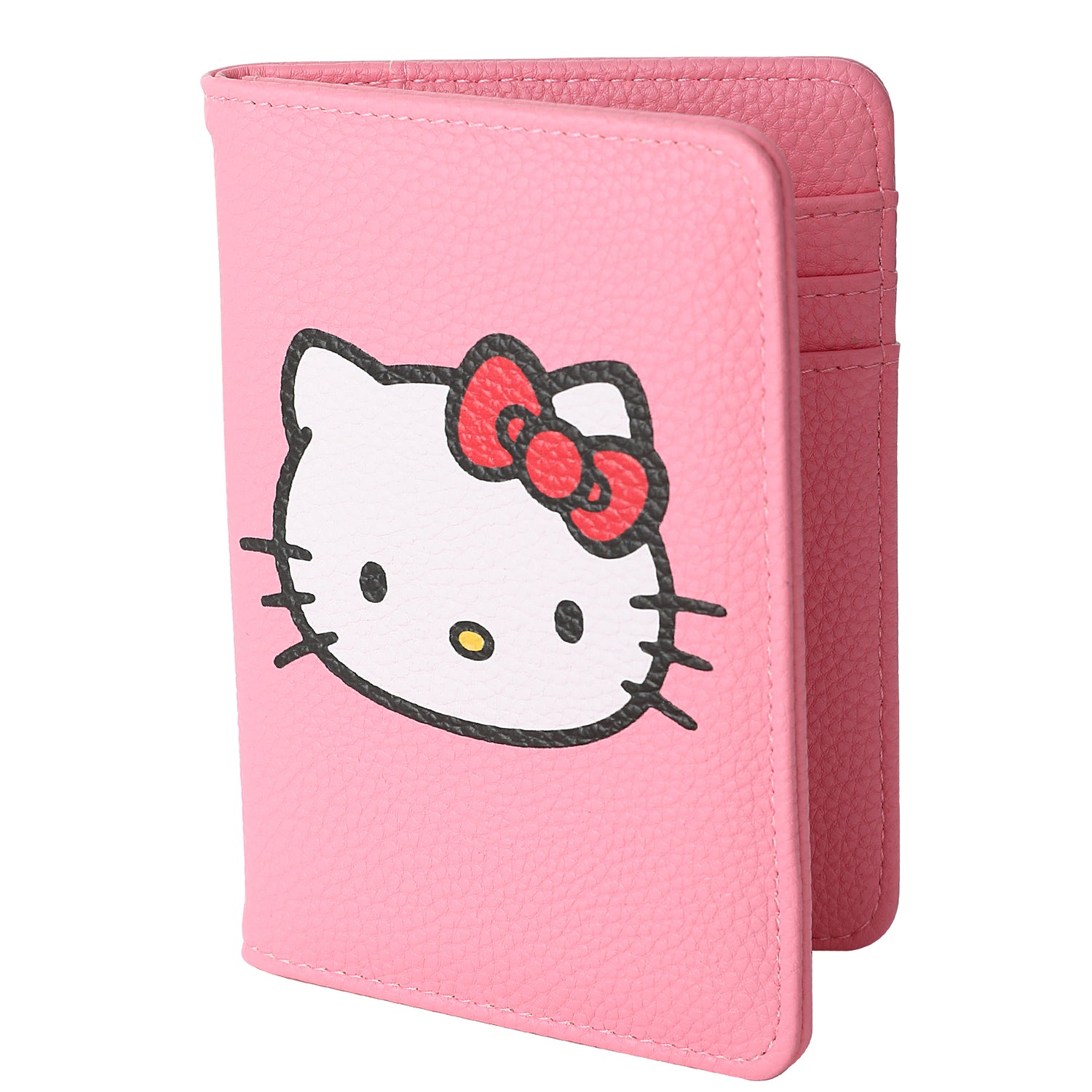 Hello Kitty Pebbled Pink Passport Holder for Travel Official License, Sanrio Passport Cover for Women