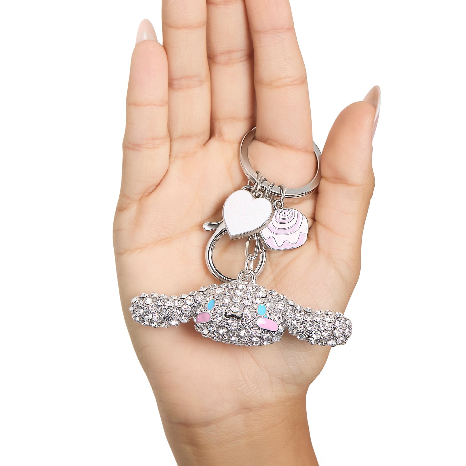 Cinnamoroll Crystal Cluster Pavé Bag Charm Keychain – Officially Licensed Sanrio