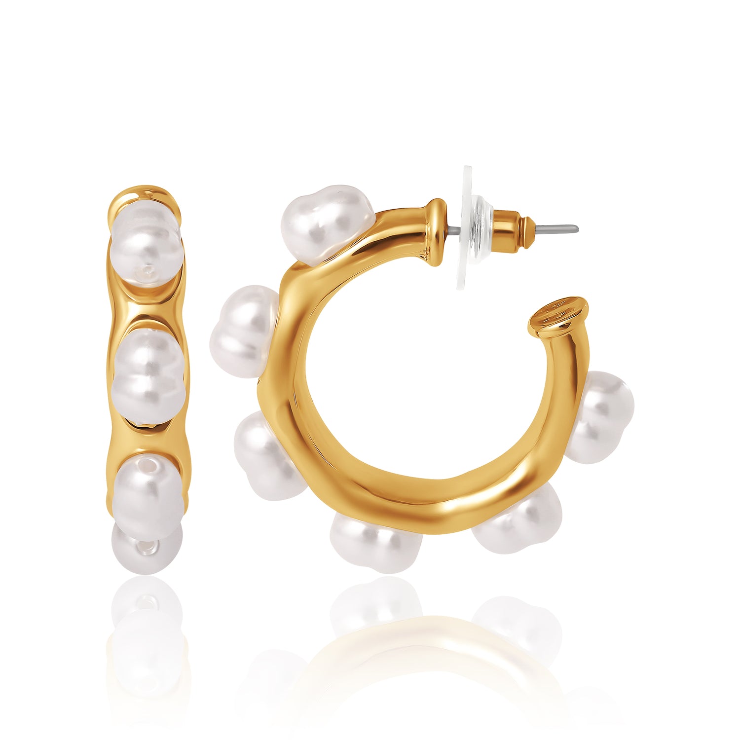 BCBG Pearl Hoop Earrings
