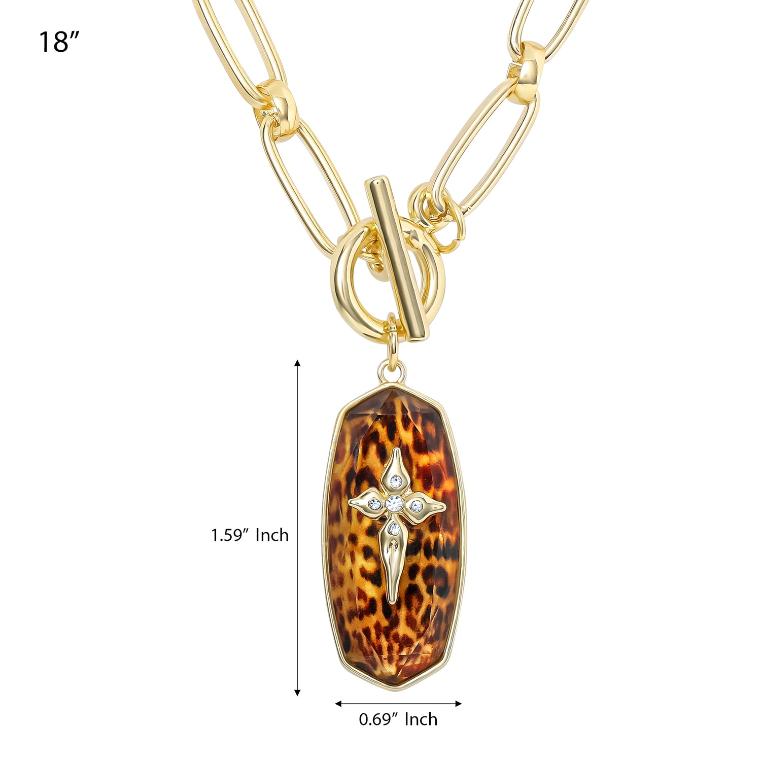 Jessica Simpson Chunky Toggle Necklace with Cross Pendant, 18"