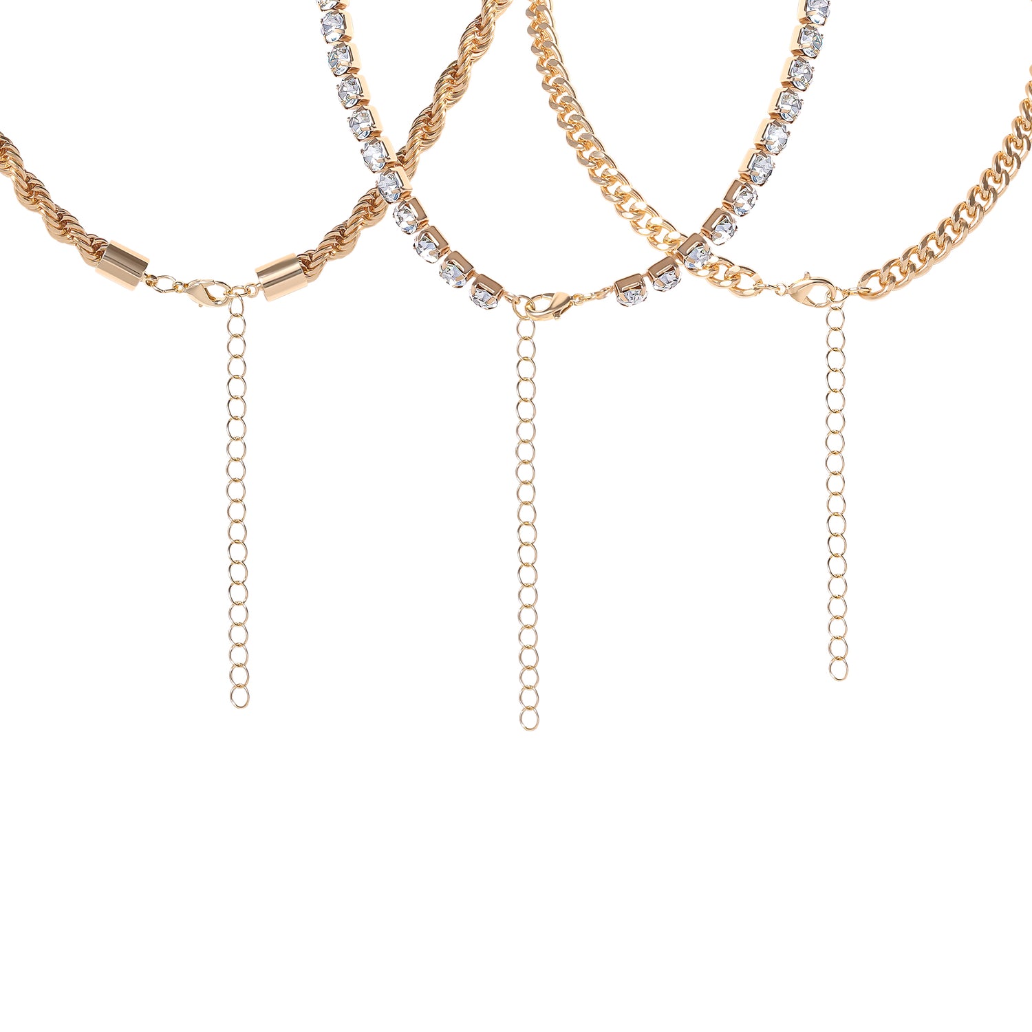 JS Jessica Simpson 3-Piece Twisted Chain Link Necklace Set