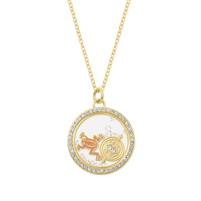 Harry Potter Chocolate Frog and Time Turner Shaker Pendant Necklace with Crystals - 18'' + 1''