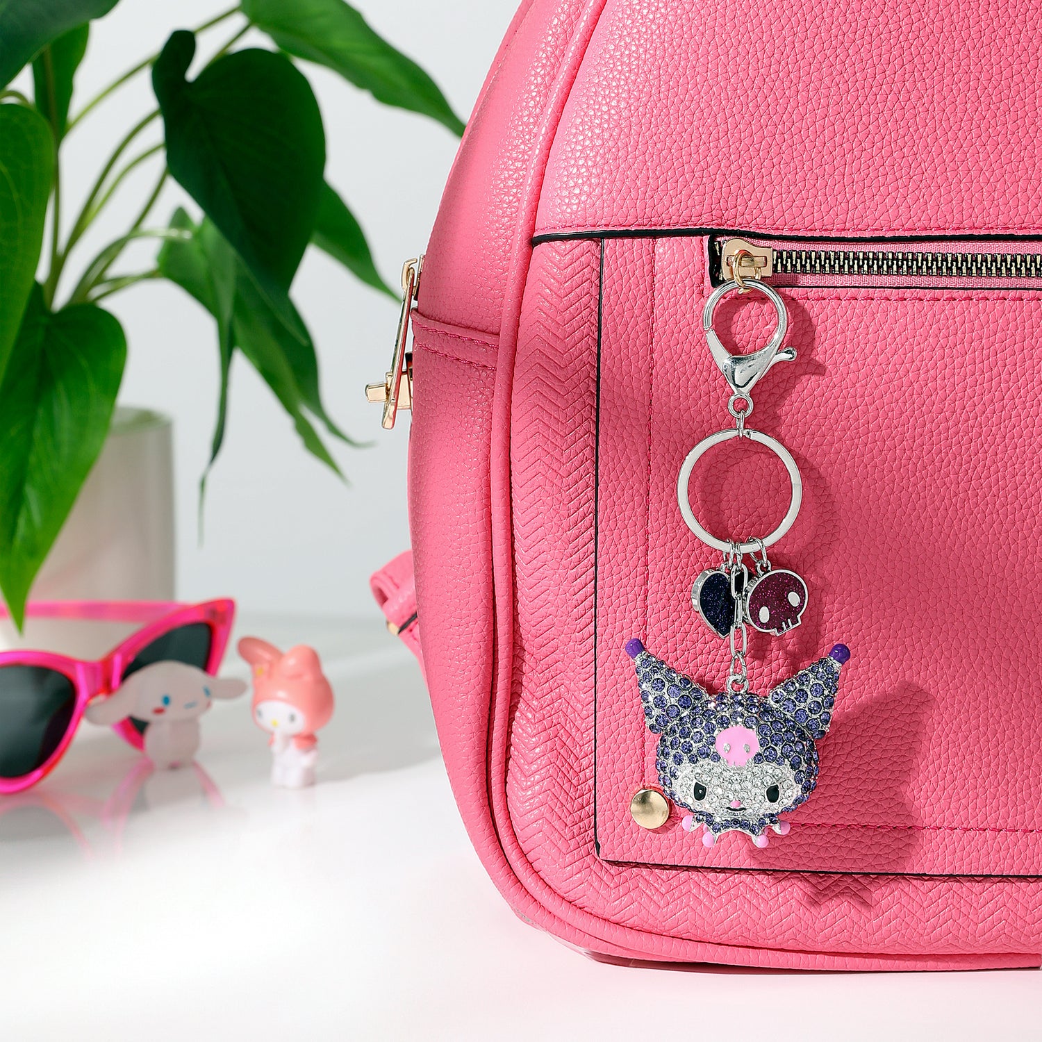 Kuromi Crystal Cluster Pavé Bag Charm Keychain – Officially Licensed Sanrio