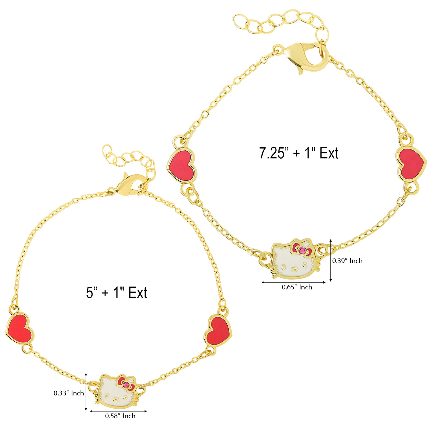 Hello Kitty Mommy and Me Bracelets Set of 2, 7.25"+1" and 5"+1"