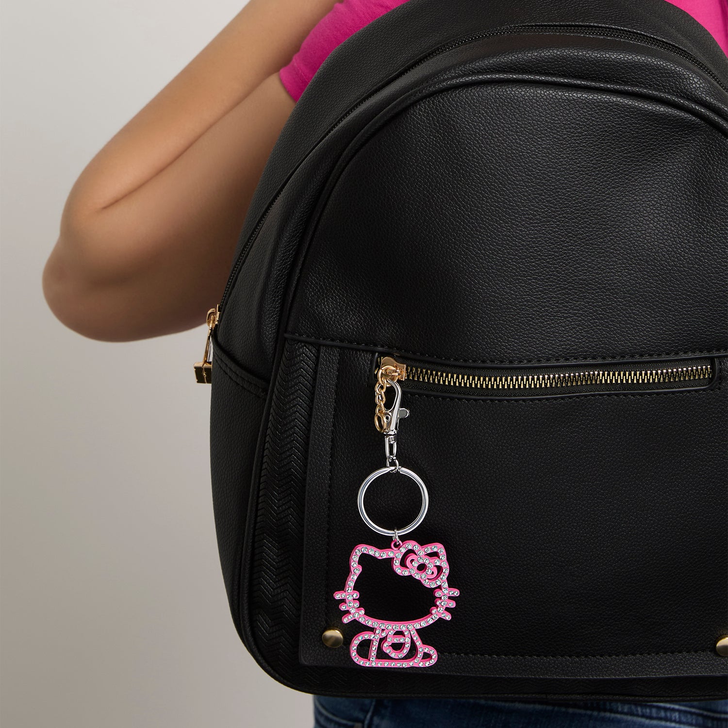 Hello Kitty Pink Crystal Outline Keychain