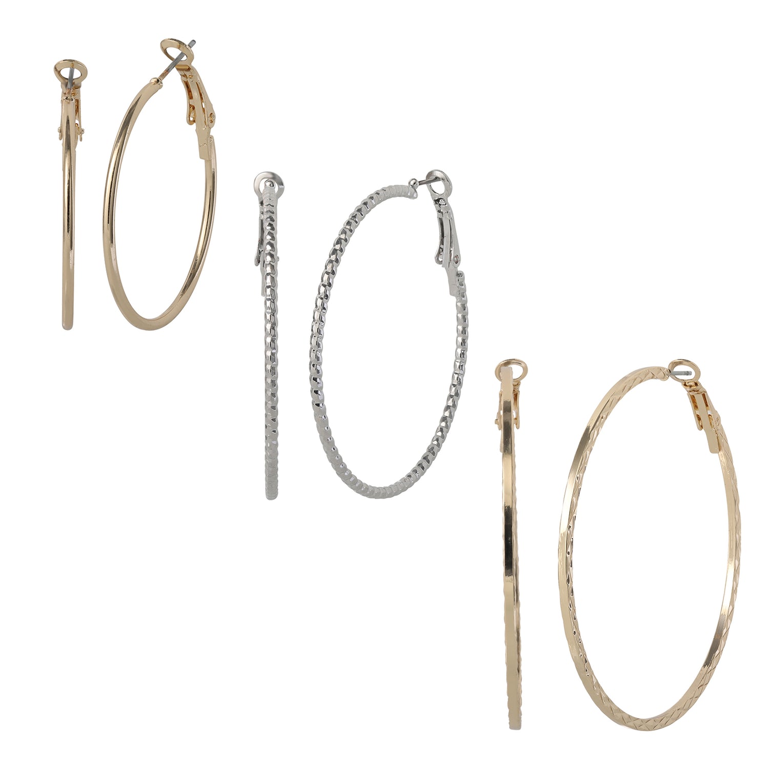 Jessica Simpson Mixed Metal Hoop Earring Set in Gold & Silver-Tone