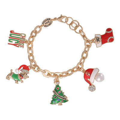 Juicy Couture Holiday Charm Bracelet, Gold‑Tone Enamel Christmas Motifs
