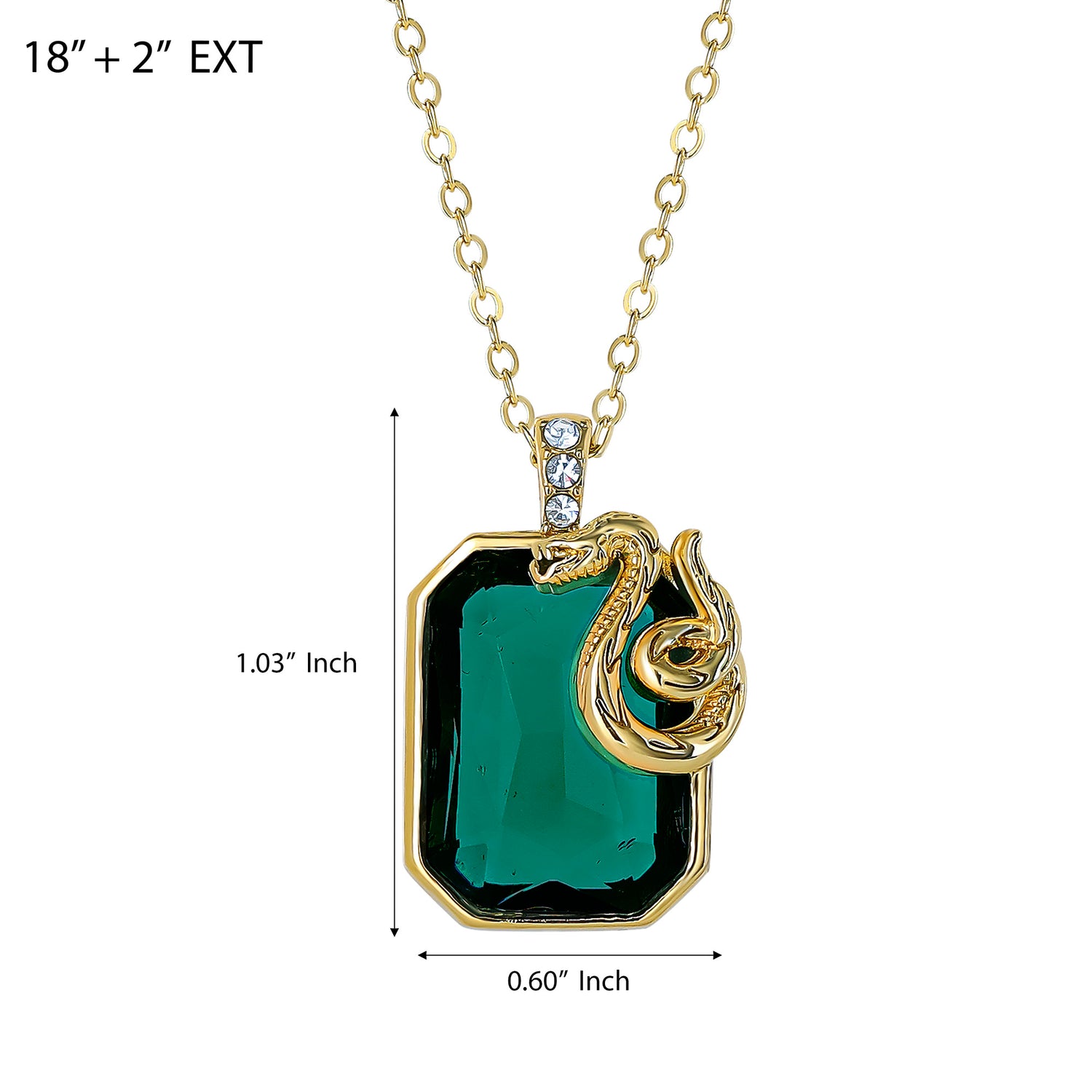 Harry Potter Slytherin Snake Pendant Necklace Official License, 18+2"