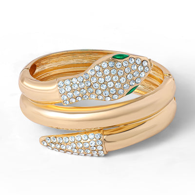Jessica Simpson Snake Hinge Bracelet in Gold-Tone with Crystal Eyes