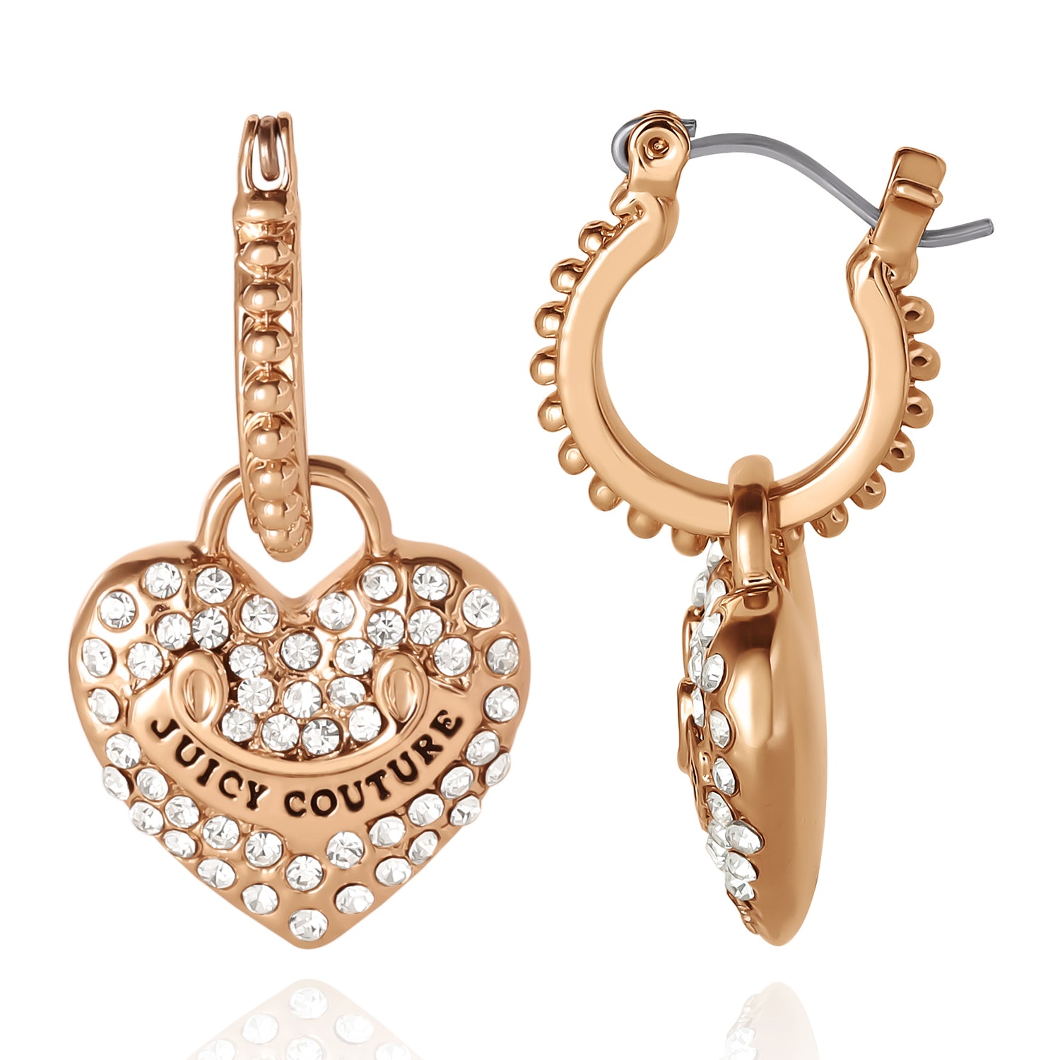 Juicy Couture Dangling Heart Charm Hoop Earrings