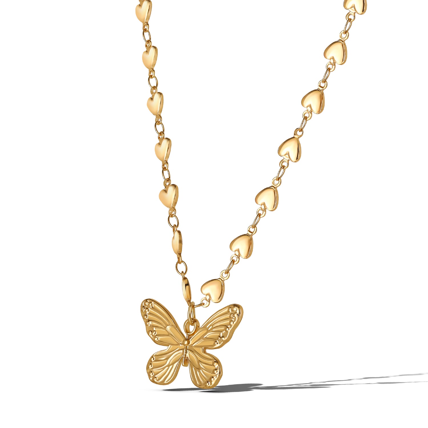 Jessica Simpson Heart Chain Butterfly Pendant Necklace
