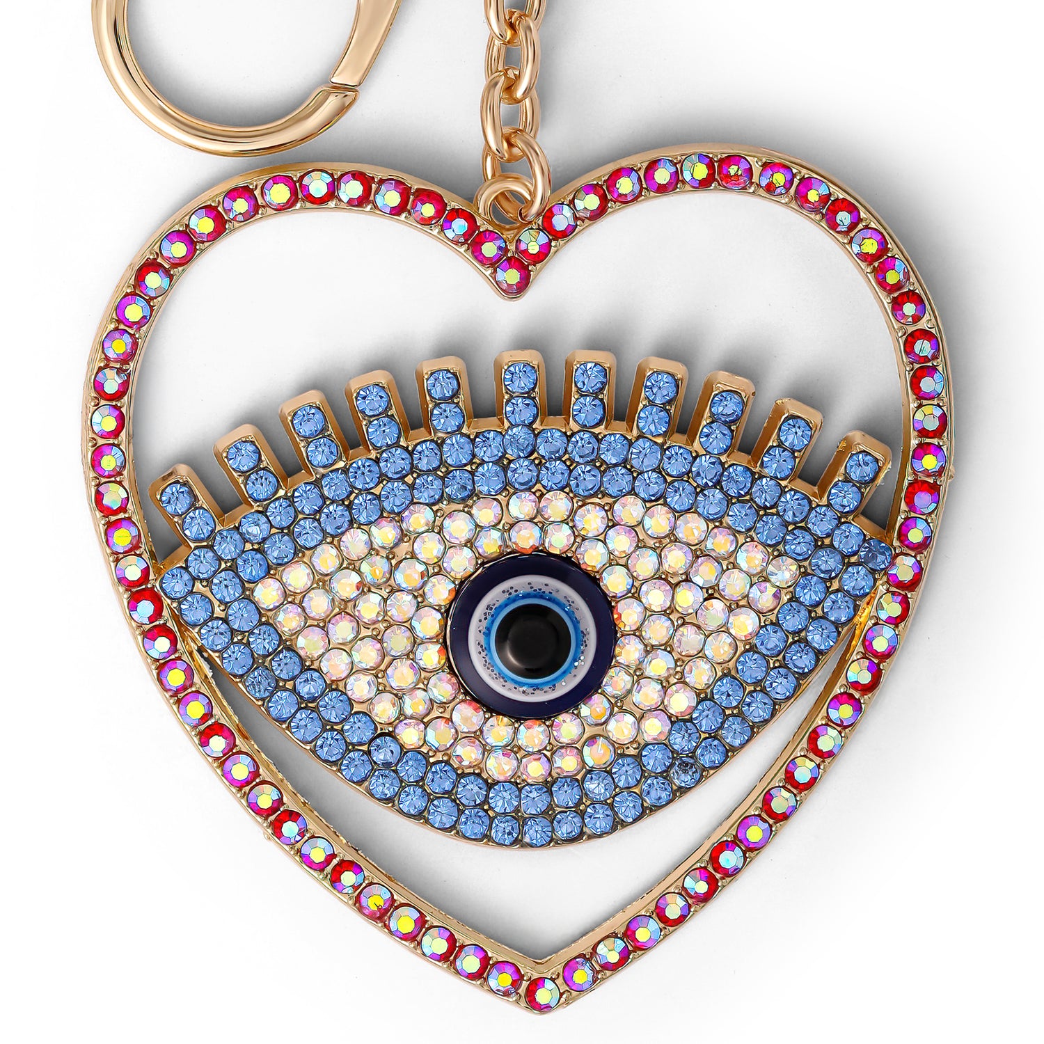 Jessica Simpson Evil Eye Heart Keychain with Pink Strap