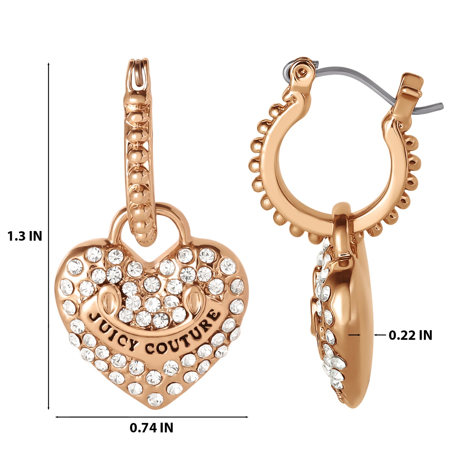 Juicy Couture Dangling Heart Charm Hoop Earrings