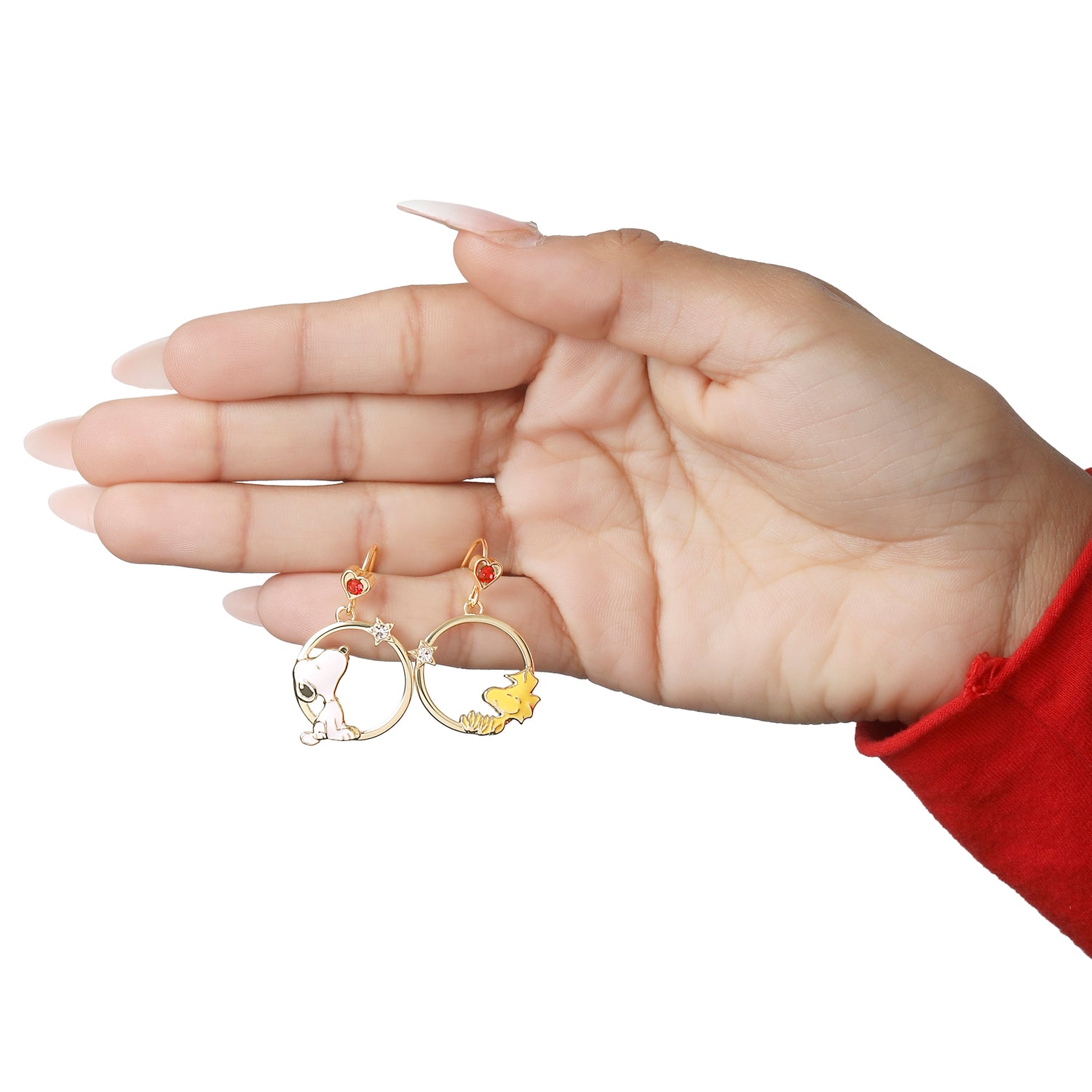 Peanuts Woodstock and Snoopy Mismatch Dangle Hoop Earrings for Women
