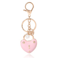 Juicy Couture Pink Padlock Heart Keychains for Women, Pink Key Chain with Logo Charm