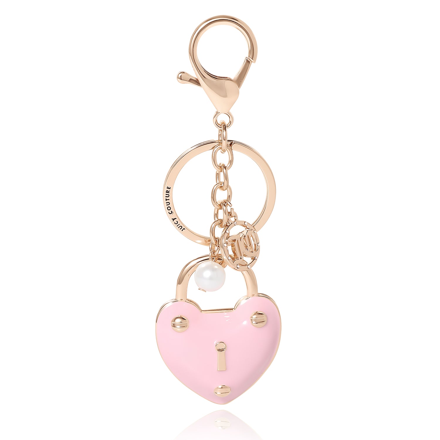 Juicy Couture Heart Lock Keychain – Chic Pink & Gold Fashion Accessory