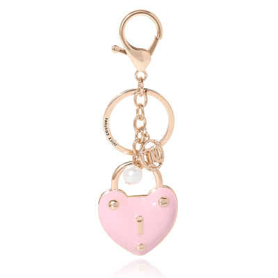 Juicy Couture Pink Padlock Heart Keychains for Women, Pink Key Chain with Logo Charm