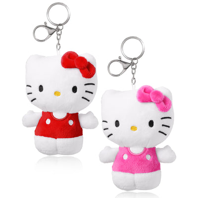 SALLY ROSE Hello Kitty Keychain Plush Set of 2, Sanrio Keychain Set, Bag Charm for Backpack and Purse, Sanrio Gifts
