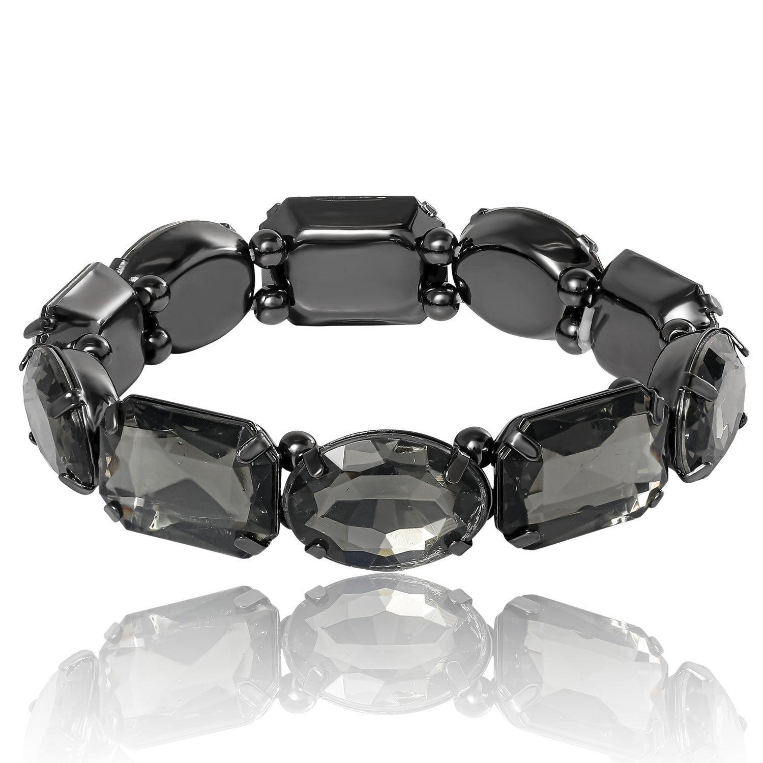Jessica Simpson Black Crystal Stretch Bracelet – Elegant Fashion Jewelry