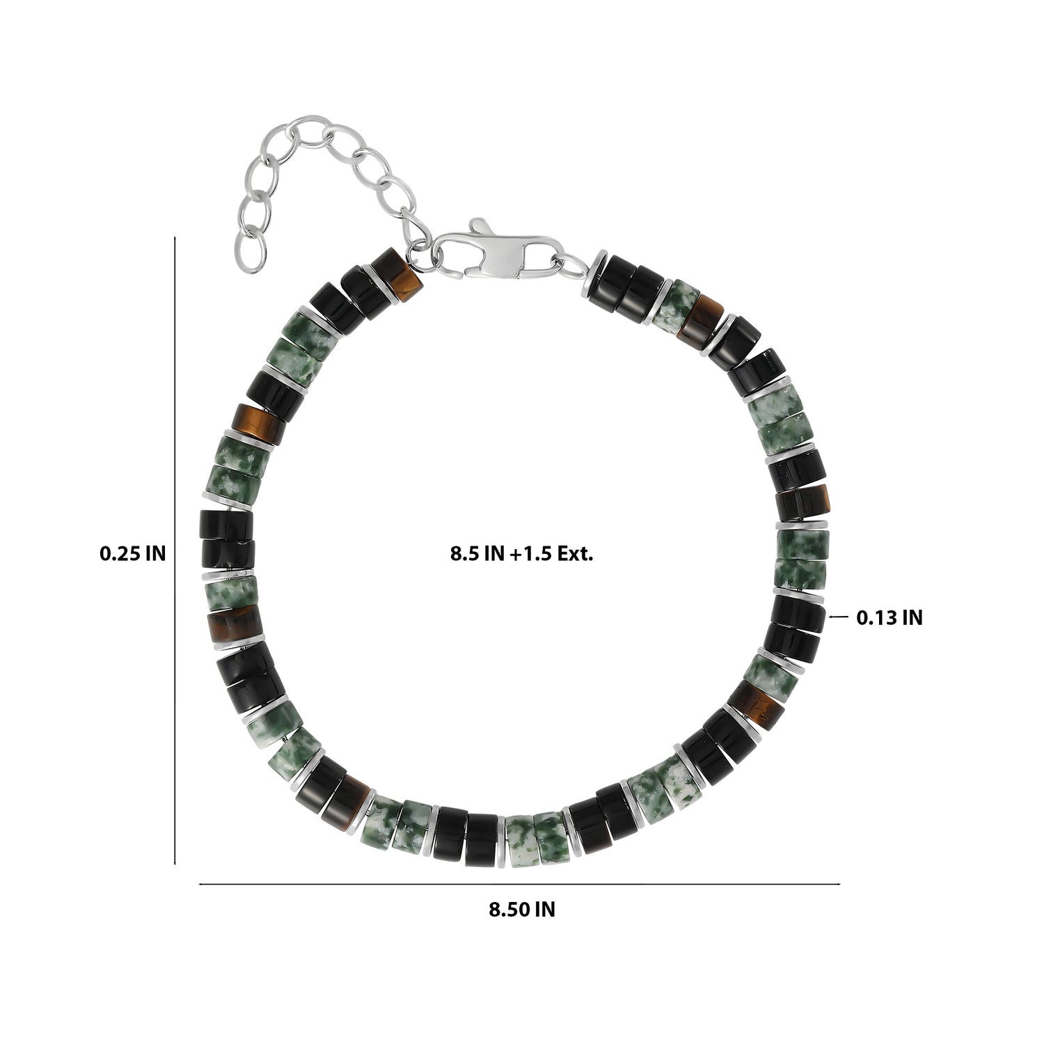 Lucky Brand Mens Mixed Beaded Bracelet, Green & Black, Adjustable