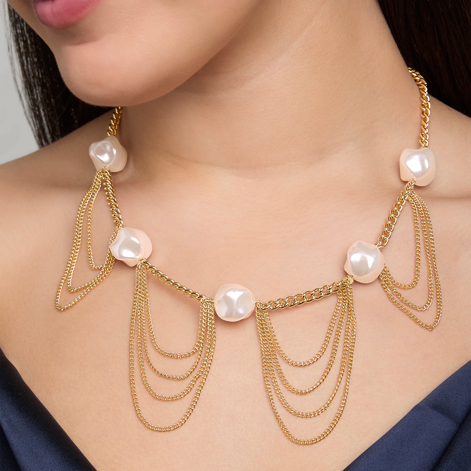 BCBG Oversized Pearl Chain Necklace