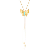 Jessica Simpson Gold-Tone Butterfly Y-Lariat Necklace with Green Crystal