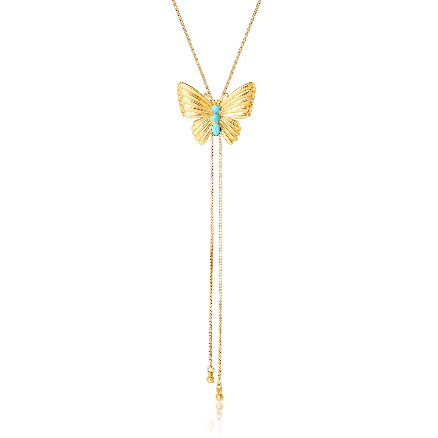 Jessica Simpson Gold-Tone Butterfly Y-Lariat Necklace with Green Crystal
