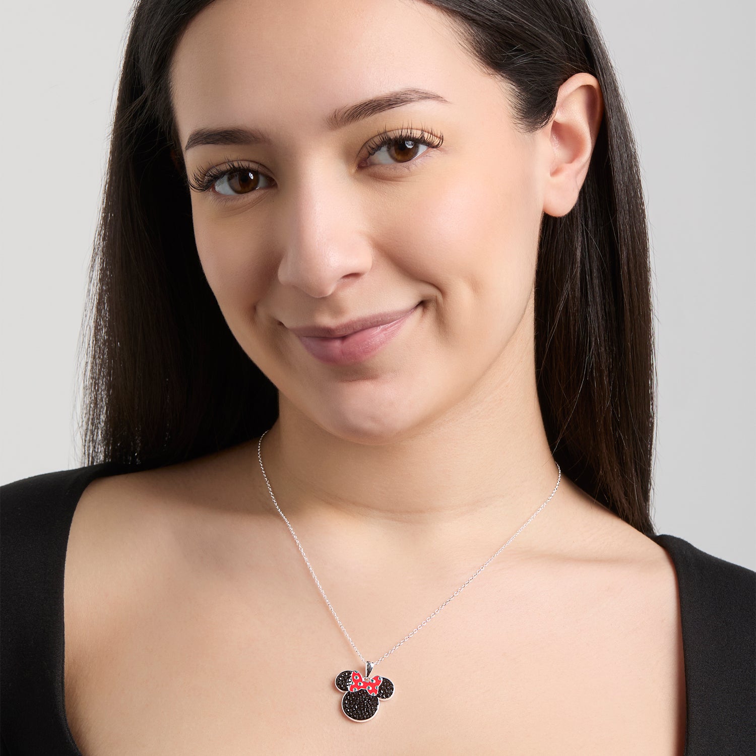 Disney Minnie Mouse Red Bow Pendant Necklace