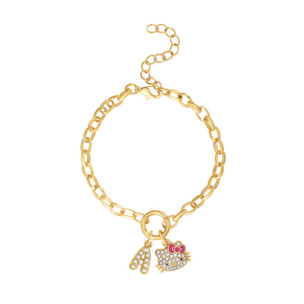 Hello Kitty Initial Crystal Charm Bracelet