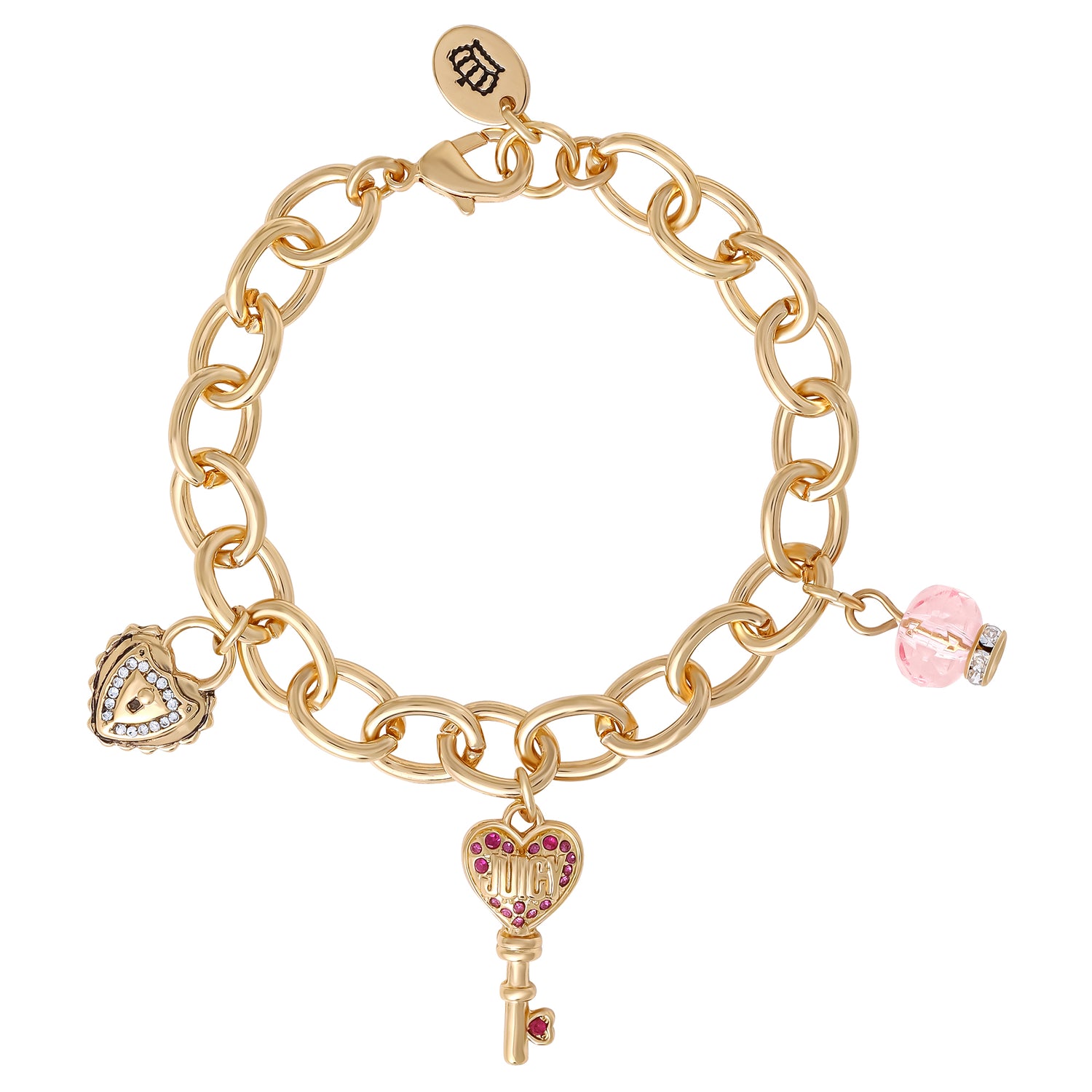 Juicy Couture Charm Bracelet Set with Heart and Key Charms - 7.5''
