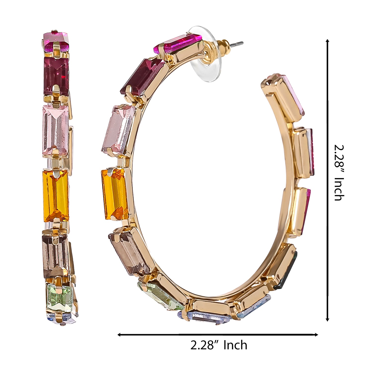 Jessica Simpson Multicolor Gemstone Hoop Earrings