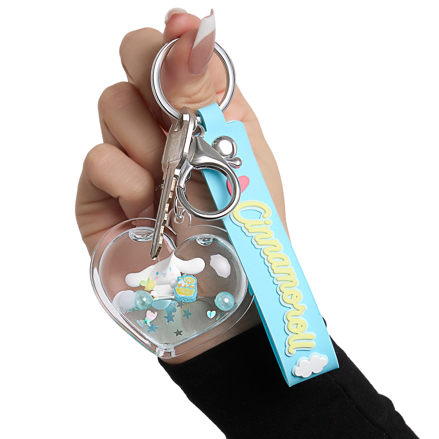Hello Kitty Cinnamoroll Heart Shaped Liquid Keychain