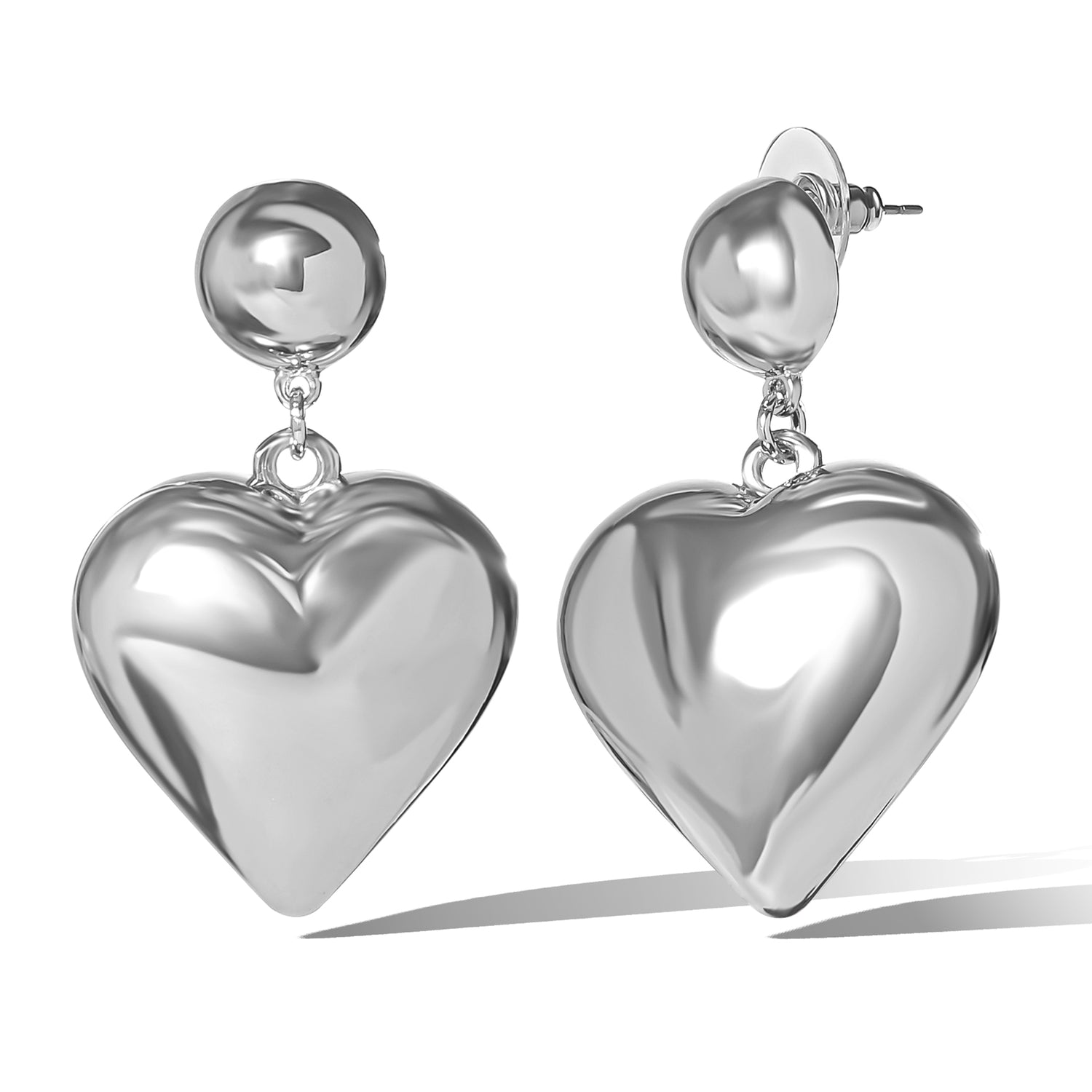 Jessica Simpson Puffy Heart Statement Stud Earrings in Silver-Tone