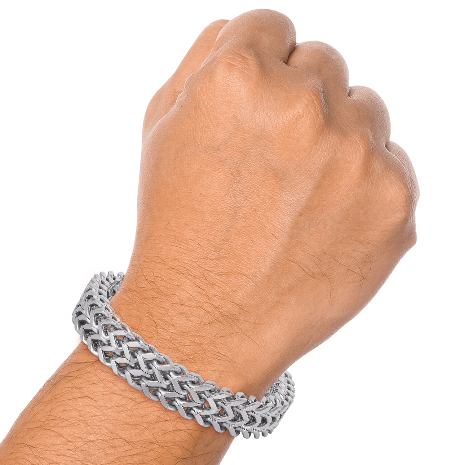 Lucky Brand Men's Silver-Tone Woven Chain Bracelet